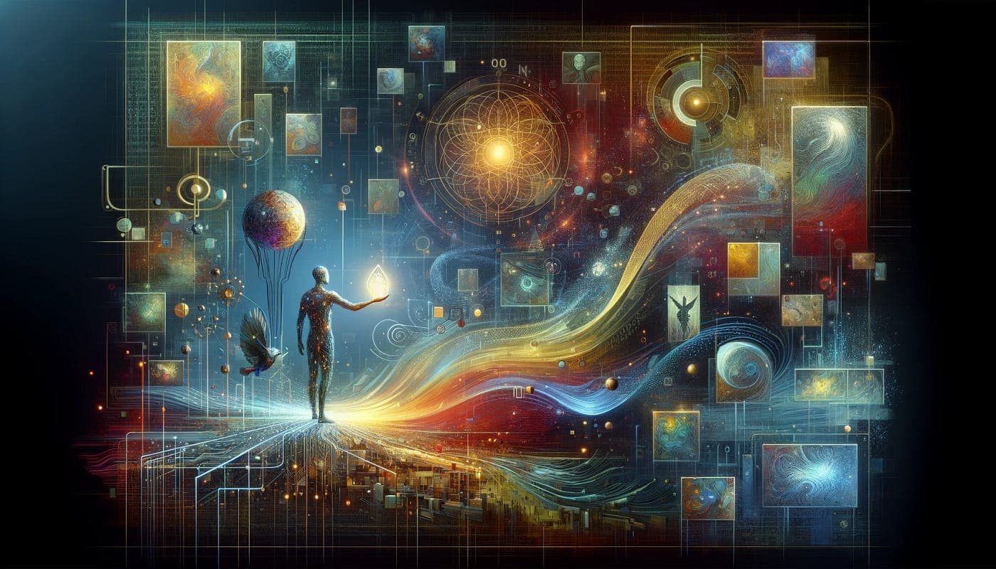 Cosmic background representing the vast potential of healthy AI relationships