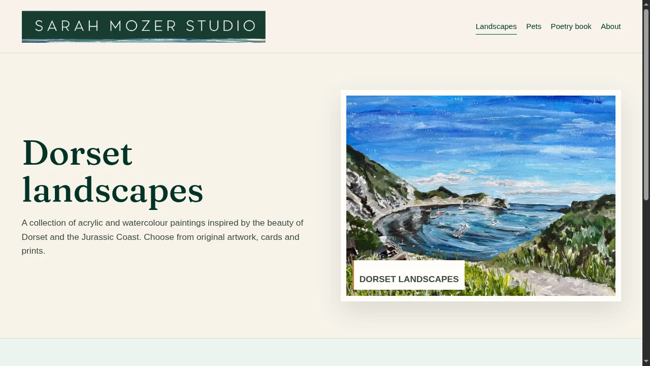 Dorset landscapes collection introduction with a harbour painting.